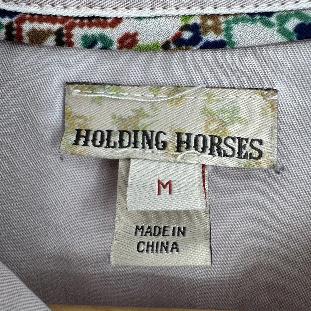 Anthropologie‎ Holding Horses Size Med Dimanche Pearl Button Up Chambray Blouse